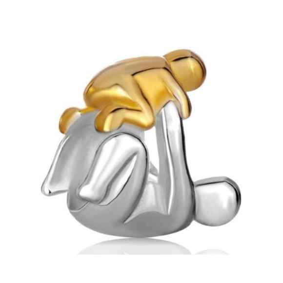 FREE S/H Pugster Mother Child Bracelet 22kt Gold Plate Charm - Fits Pandora - Picture 2 of 3